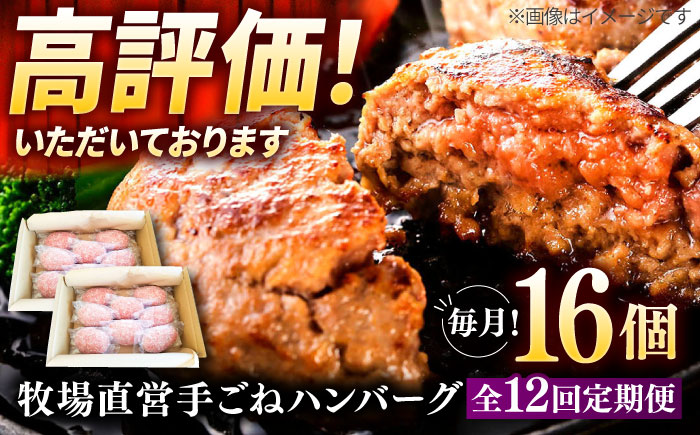 【12回定期便】牧場直営店の手作りハンバーグ（140g×16個）【川﨑畜産】お肉 [IAX062]