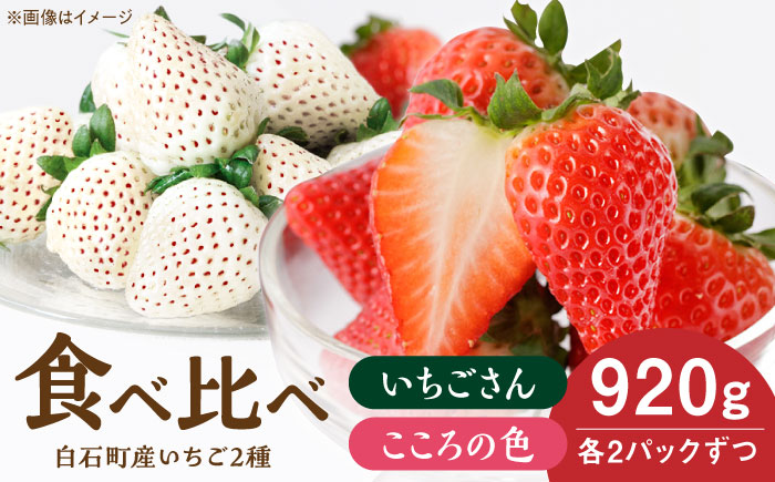 【R8年1月以降発送】こころの色×いちごさん 紅白いちごセット 計920g （こころの色220g×2パック、いちごさん240g×2パック） 【StrawberryFarm-K】 紅白いちご 希少 いちご 果物 フルーツ いちごさん セット [IBJ023]