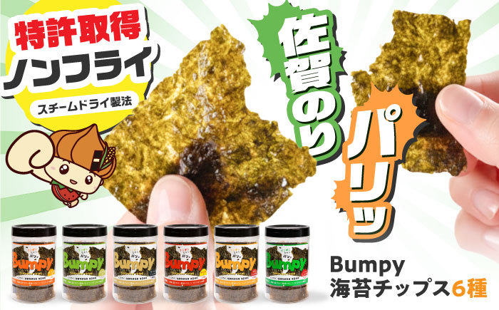 海苔チップスBumpy6種（バーベキュー/わさび塩/ガーリックトリュフ/ゆず七味/バターしょうゆ/コク旨しょうゆ）計6本【直売所にじ】 [IDO017]