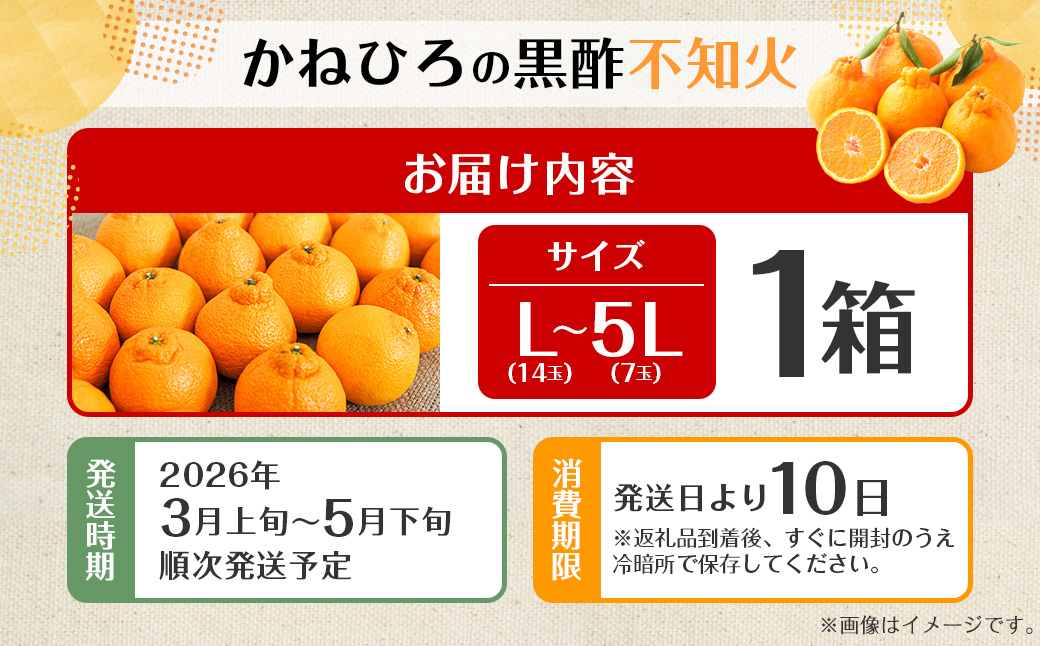 かねひろの黒酢不知火 【2026年3月上旬～5月下旬まで順次発送予定】 フルーツ 果物 柑橘 しらぬい 黒酢 みかん ミカン 蜜柑 黒酢みかん 黒酢アミノ酸 不知火みかん デコポン でこぽん 温州みかん 完熟みかん 国産 佐賀県産 期間限定 有機栽培 佐賀県 太良町 ふるさとチョイス限定 NB23x1