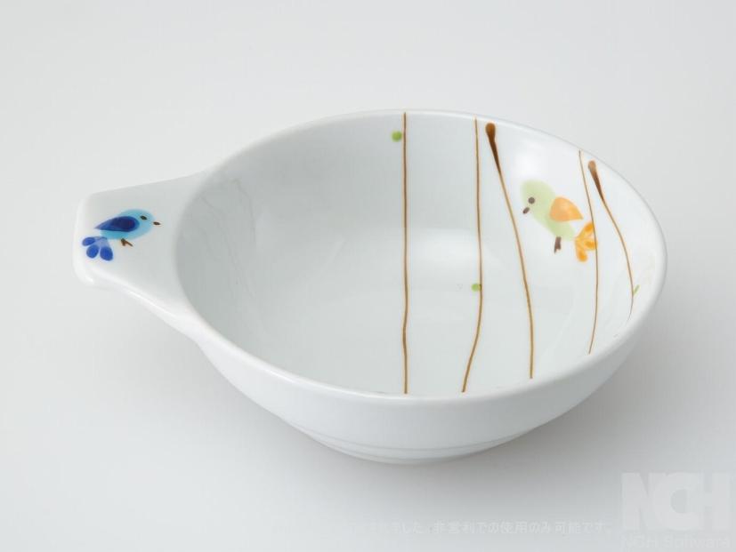 【波佐見焼】φ１５．５ｃｍの取手付小鉢３個組　ハミング　青　【西海陶器】　１　２４３４１