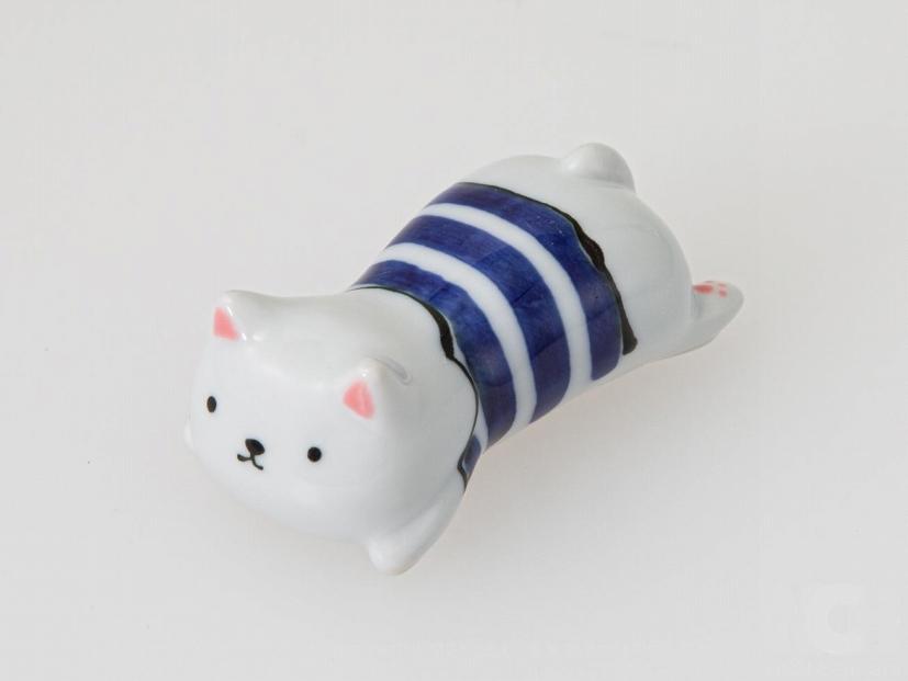 【波佐見焼】箸置き5個組 CAT青 【西海陶器】 ５　２0８００