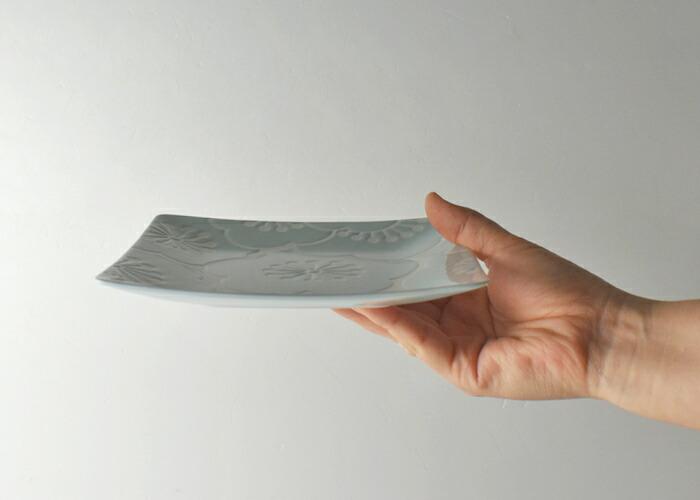 【AB265】【波佐見焼】１６×１６ｃｍ皿５枚組 はふり 梅・青【西海陶器】 ５ 18082