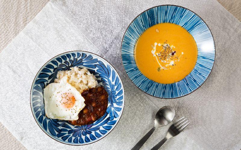 【AB315】【波佐見焼】φ２１cm手描き多用鉢２柄２個組 古染紋【西海陶器】 １ 19199