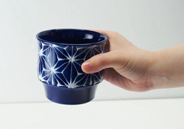 【AB1184】【波佐見焼】 満水325mlカップ　麻の葉 【西海陶器】1　18149