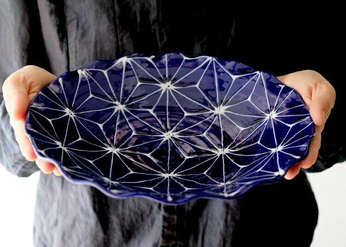 【波佐見焼】φ２５.５cmの盛皿　琉璃・麻の葉 【西海陶器】1　１９９１０