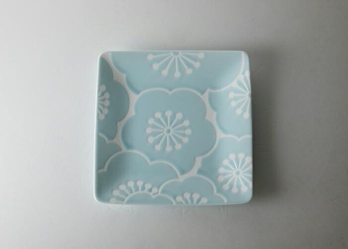 【AB265】【波佐見焼】１６×１６ｃｍ皿５枚組 はふり 梅・青【西海陶器】 ５ 18082