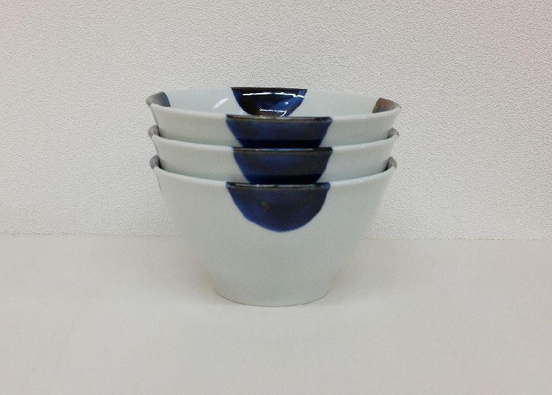 【AB309】【波佐見焼】φ１６cm丼３個組ふち濃み丸紋【西海陶器】 ３ 73522