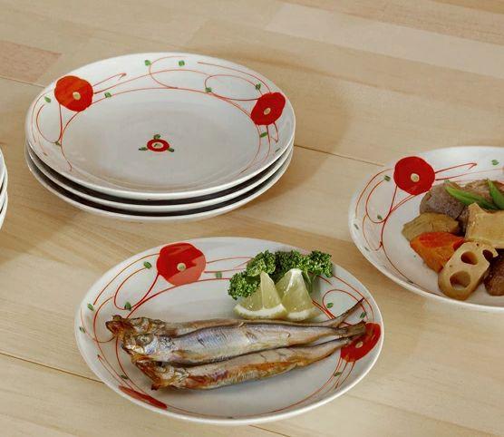 【波佐見焼】１５.５×２.５ｃｍ皿５枚組 赤絵小花 【西海陶器】 ５ ６３２８３