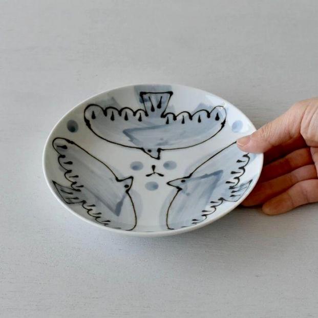 【波佐見焼】　１５ｃｍ手描きのお皿５枚組　エル・ＧＲ・Ｍ　【西海陶器】５　２０４５４