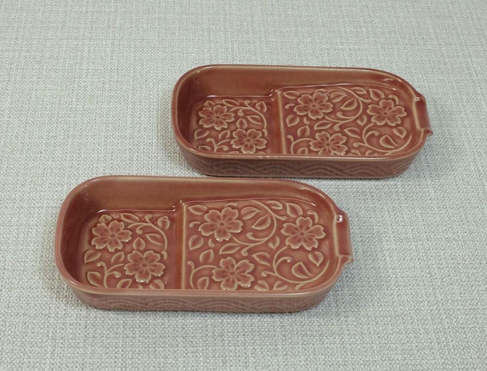 【AB1172】【波佐見焼】減塩皿２枚組更紗模様マロン 【西海陶器】2　10279