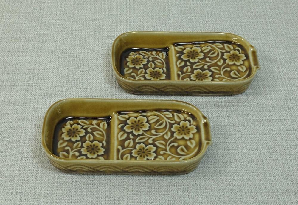 【AB1173】【波佐見焼】減塩皿２枚組更紗模様オリベ 【西海陶器】2　10281