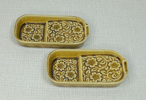 【AB1227】【波佐見焼】減塩皿2枚組 更紗アメ色 【西海陶器】2 10280