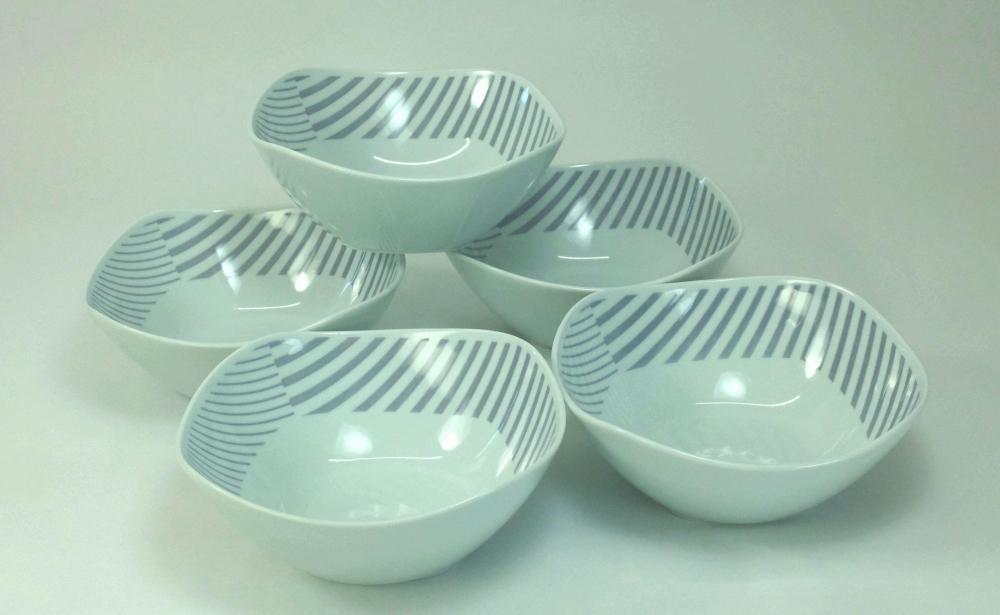 【波佐見焼】１４×１４ｃｍ角小鉢５個組 コパン グレー 【西海陶器】 ５  ３３１６５