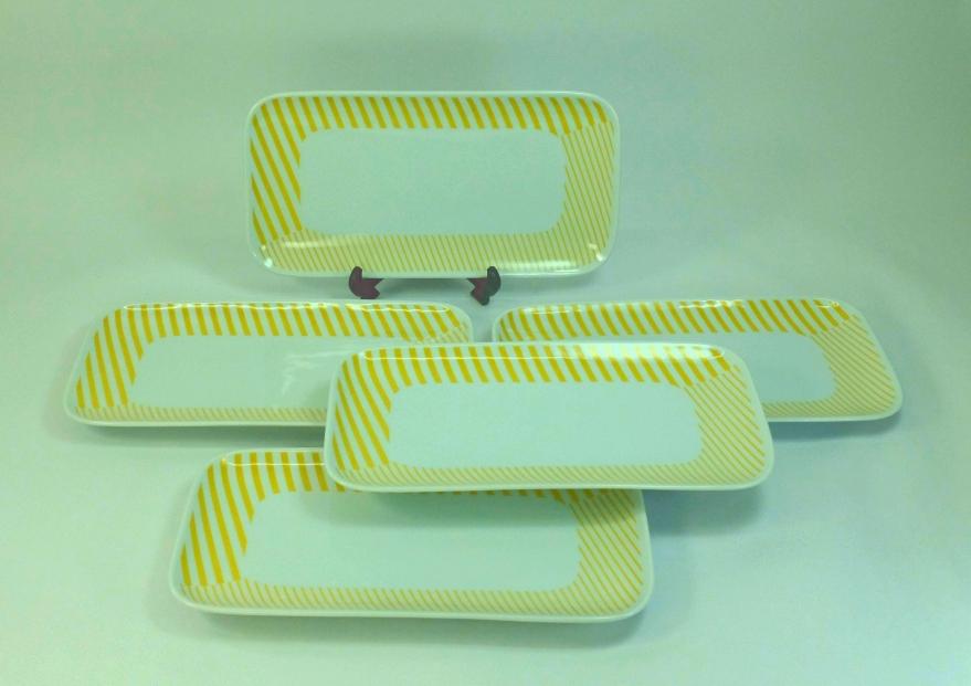 【波佐見焼】２３.５×１２ｃｍ長角皿５枚組 コパン イエロー 【西海陶器】 ５  ３３１６６