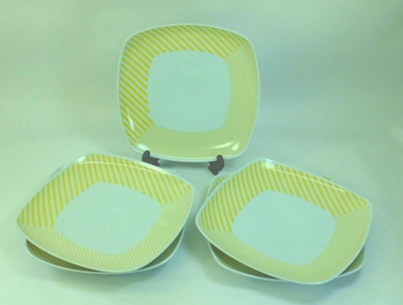 【波佐見焼】２１.５×２１.５ｃｍ盛り皿５枚組 コパン イエロー 【西海陶器】 ５  ３３１６８