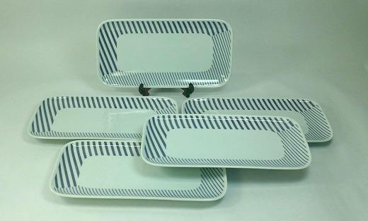 【波佐見焼】２３.５×１２ｃｍ長角皿５枚組 コパン グレー  ５  ３３１６７