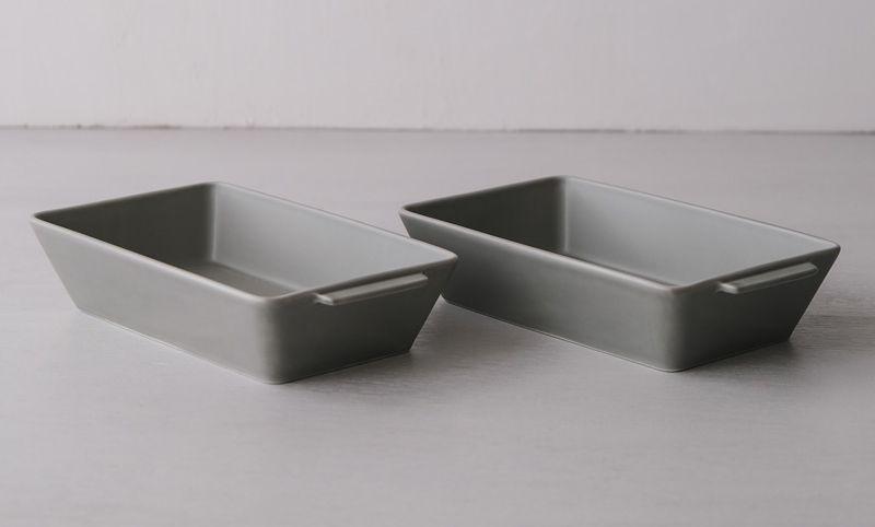 【波佐見焼】２３.５×１２.５×５cmオーブン耐熱鉢２個組　GR・L【西海陶器】 ２ 17450