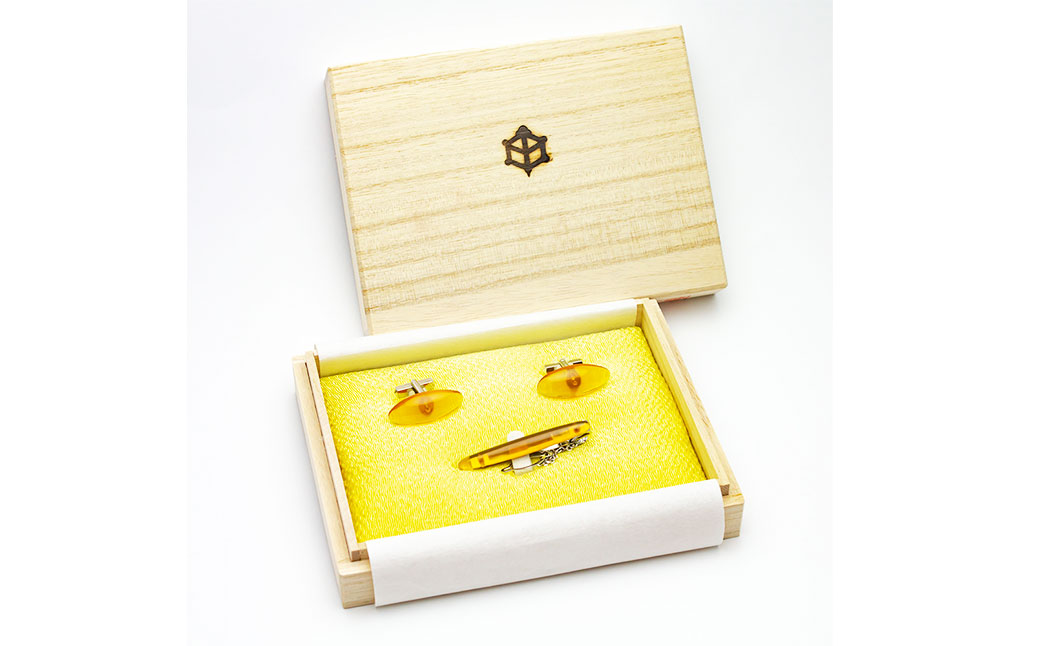 本鼈甲 白甲 カフス 3点セット キャッツアイ べっ甲