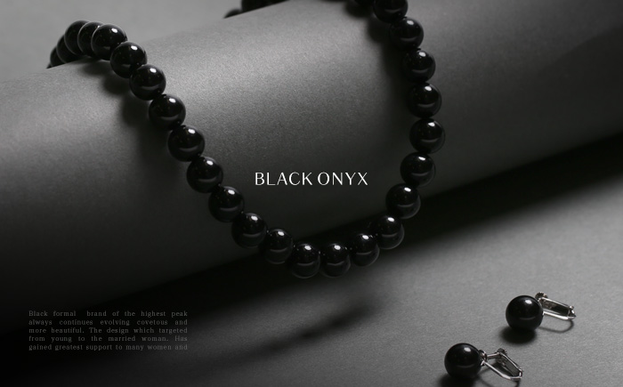 【7営業日以内に発送】オニキス ネックレス イヤリング 2点 セット 艶あり 10mm ／ ブラックオニキス アクセサリー ファッション 日本製 長崎県 長崎市