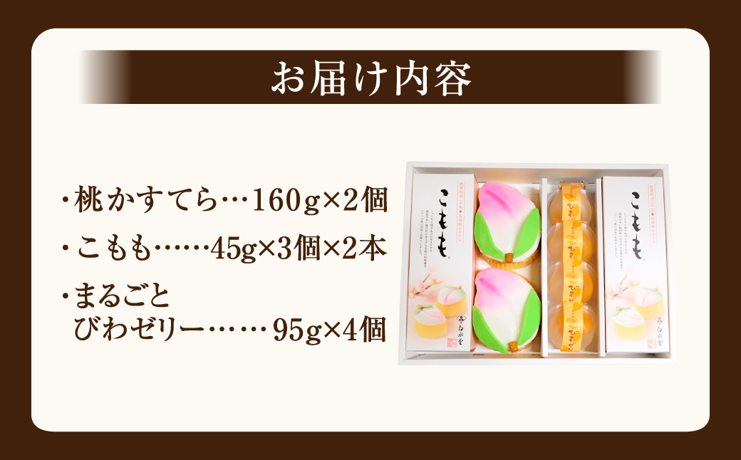こもも・桃かすてら・びわぜりー 詰合せ