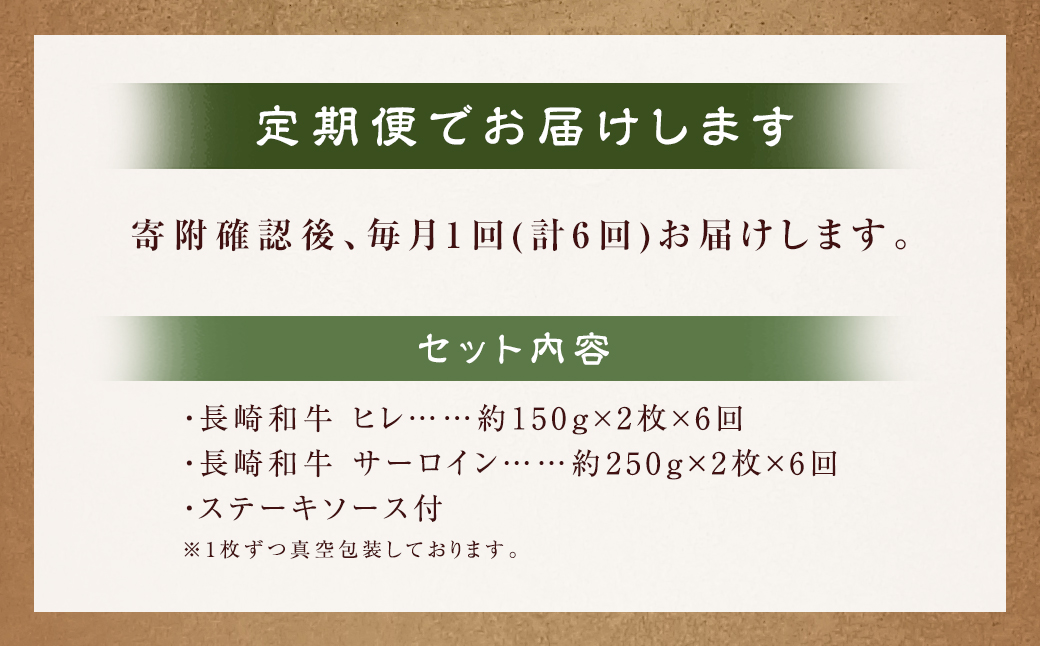 【全6回定期便】長崎和牛 ヒレ・サーロインセット