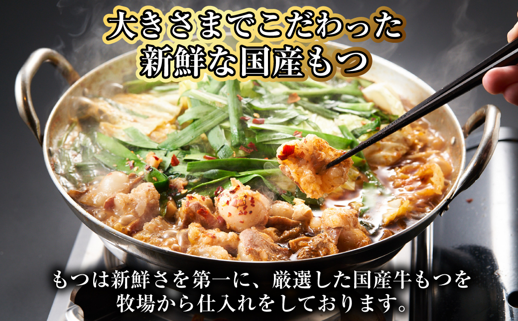 【全3回定期便】【もつ鍋+炎のもつ鍋】国産牛 長崎 もつ鍋 セット