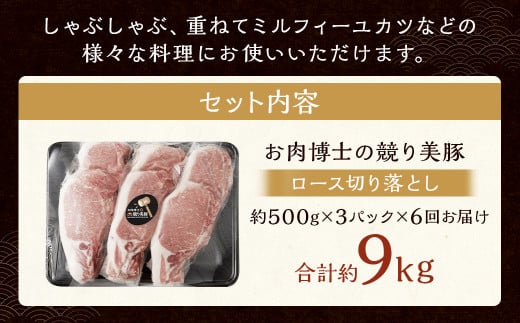6回定期 長崎県産「競り美豚」ロース 切り落とし 1.5kg
