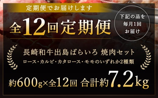 【全12回定期便】長崎和牛 出島ばらいろ 特選焼肉 セット