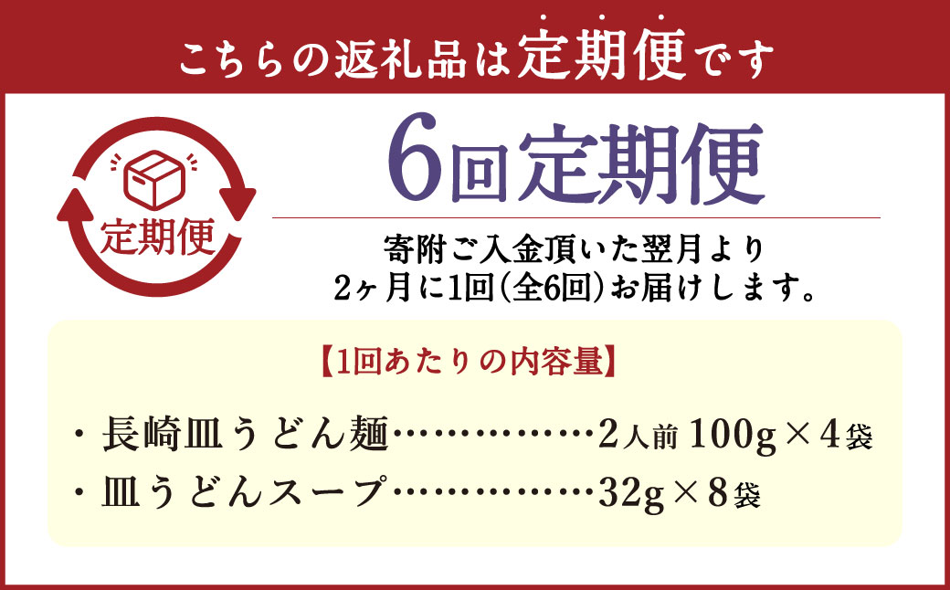 【年6回定期便】老舗の「長崎皿うどん麺(2人前×4袋)」スープ付