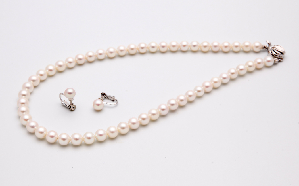 あこや真珠 (7.5－8mm珠) ネックレス & イヤリング セット