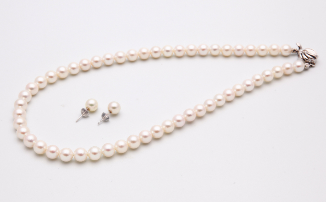 あこや真珠 (7.5－8mm珠) ネックレス & ピアス セット