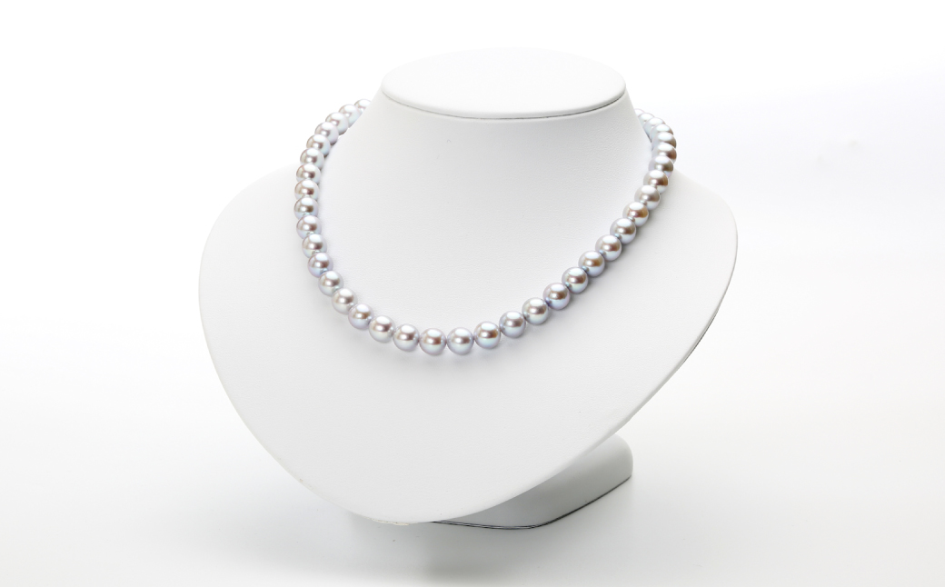 あこや真珠 (9－9.5mm珠、グレー系) ネックレス & イヤリング