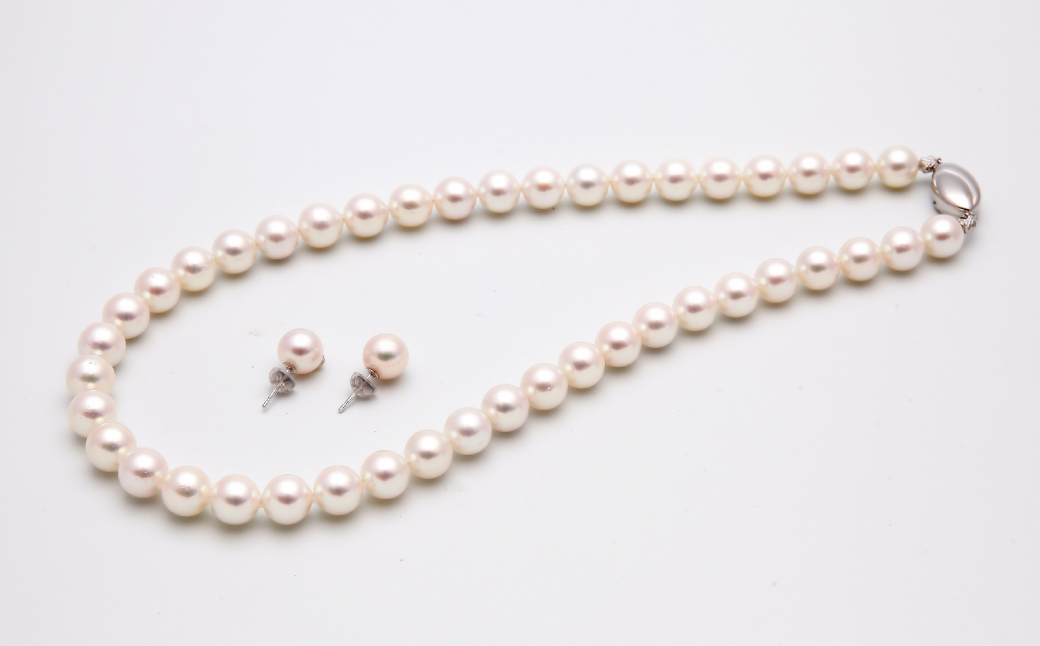 あこや真珠 (8.5－9mm珠) ネックレス & ピアスセット アクセサリー ジュエリー