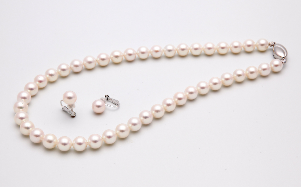 あこや真珠 (8.5－9mm珠) ネックレス & イヤリング セット