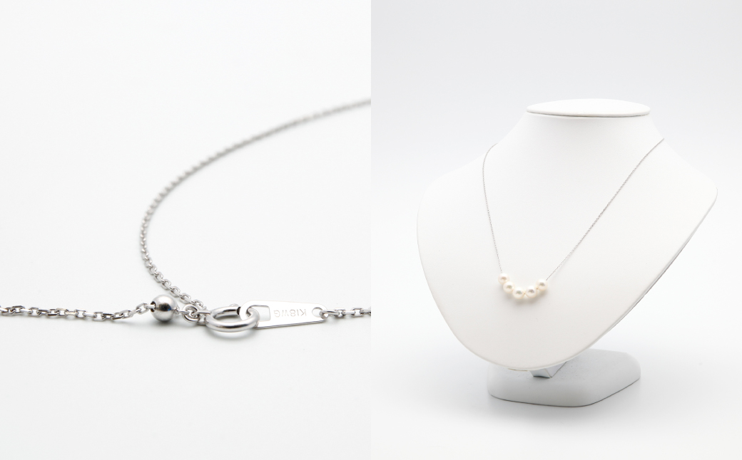 あこや真珠 (7.5－8mm珠、5粒) スルーペンダント K18 ホワイトゴールド