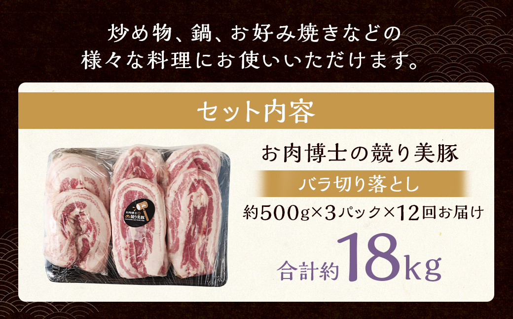 【全12回定期便】「競り美豚」 バラ 切り落とし 1.5kg