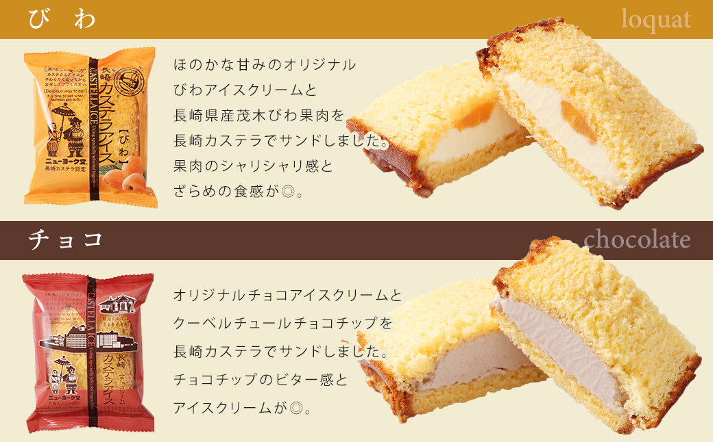 【全3回定期便】長崎 カステラ アイス 7種 計12個