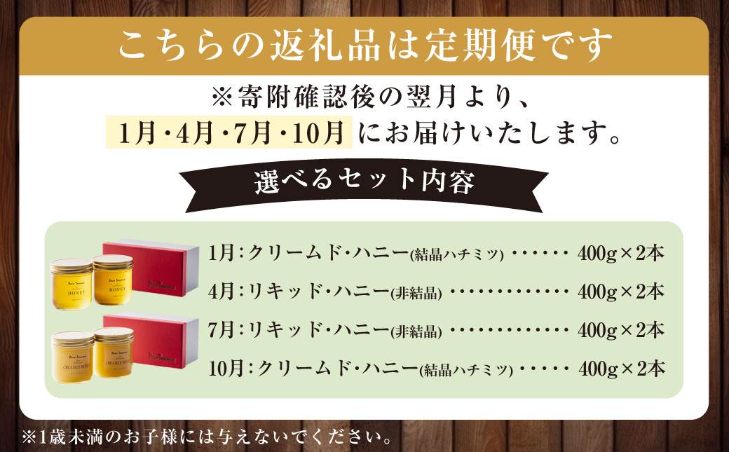 【年4回定期便】山の花 ハチミツ 計3.2kg