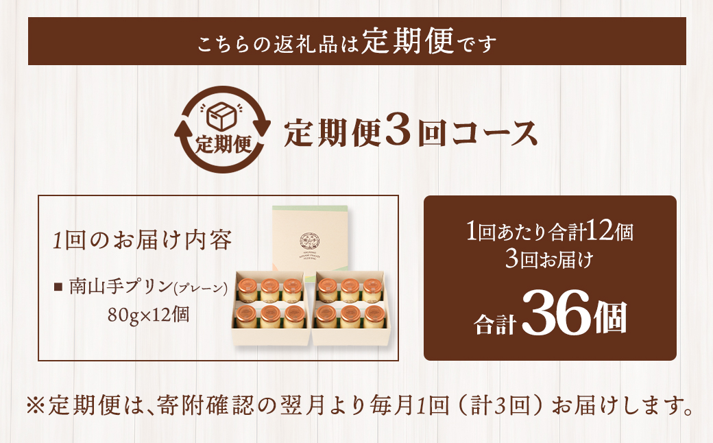 【全3回定期便】南山手プリンプレーン12個セット