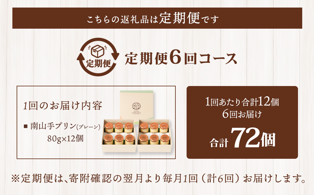 【全6回定期便】南山手プリンプレーン12個セット
