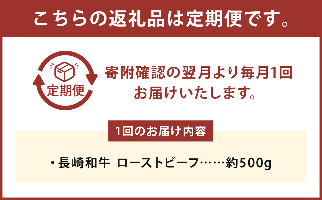 【全3回定期便】A4ランク 長崎和牛ローストビーフ約500g
