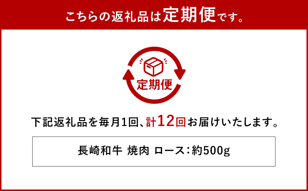 【全12回定期便】長崎和牛 焼肉 ロース 約500g