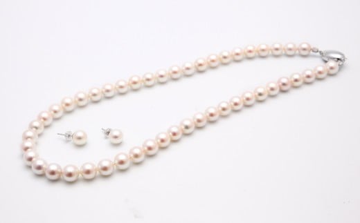 あこや真珠 (8－8.5mm珠) ネックレス ＆ ピアスセット