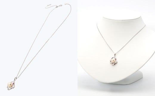 あこや真珠 (8－8.5mm珠) ルビー入りデザインペンダントB シルバー