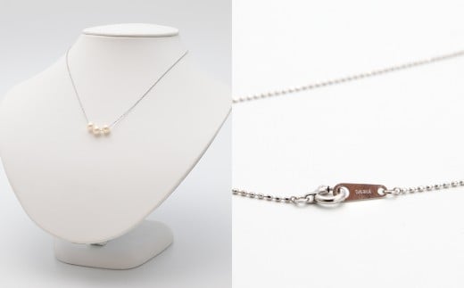 あこや真珠(約6.5mm珠、3粒)スルーペンダント／K18ホワイトゴールド