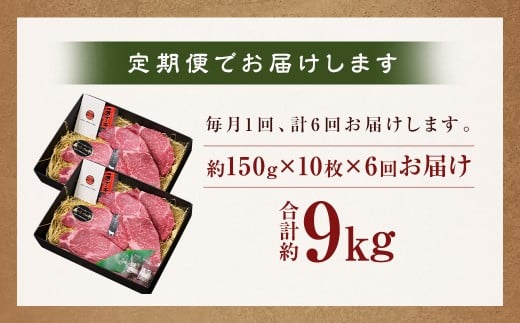 【全6回定期便】長崎和牛 ヒレ ステーキ 約150g×10枚