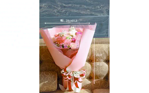 【全12回定期便】ピンク バラと季節のオールラウンド花束