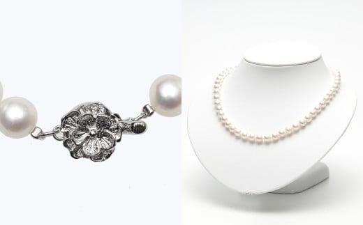 あこや真珠 (7.5-8ｍｍ) ネックレス ホワイト系 ラウンド～セミラウンド