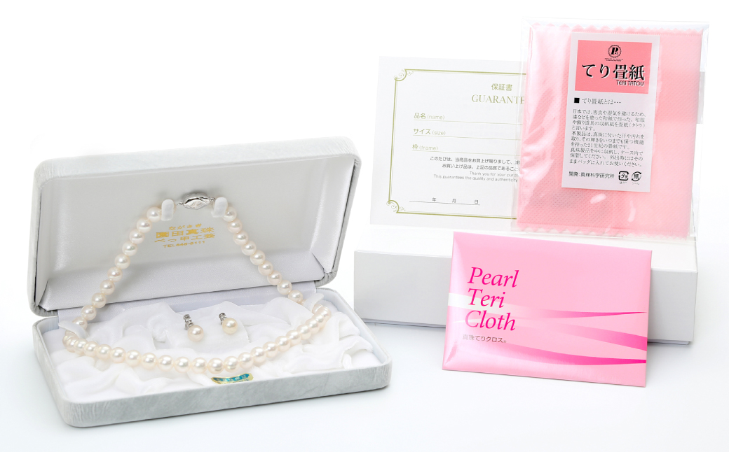 あこや真珠 (8.5－9mm珠) ネックレス & イヤリング セット